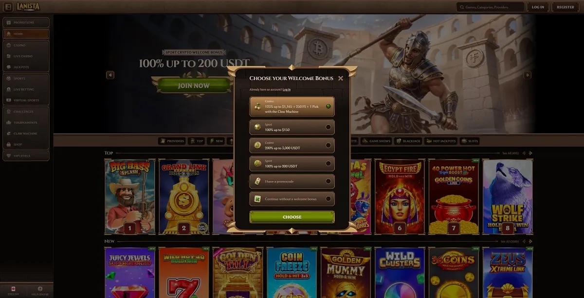 Lanista Casino DE Desktop — Review